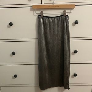 Everly Shimmery Grey Below Knee Skirt